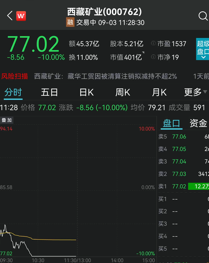 此外,西藏礦業, 西藏城投均跌停,鹽湖提鋰指數跌近6%.